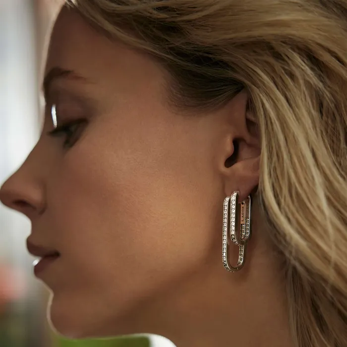 LAGOS Earrings Caviar Spark Large Linear Diamond Hoop Earrings