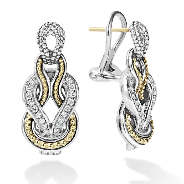 LAGOS Earrings Newport Caviar Knot Diamond Drop Earrings