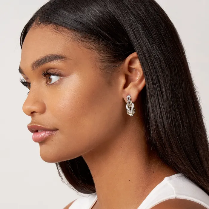 LAGOS Earrings Newport Caviar Knot Diamond Drop Earrings