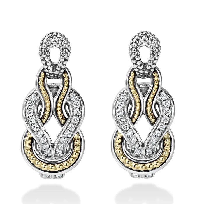 LAGOS Earrings Newport Caviar Knot Diamond Drop Earrings