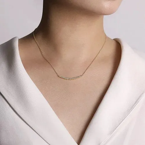 Necklaces 14K Yellow Gold Curved Diamond Bar Necklace GABRIEL CO