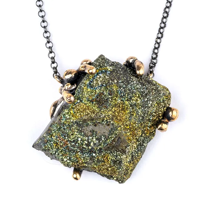 Necklaces Rainbow Pyrite Necklace Unique Piece Giardinoblu
