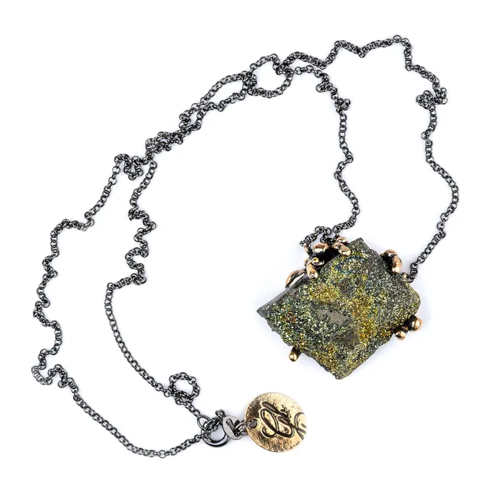 Necklaces Rainbow Pyrite Necklace Unique Piece Giardinoblu