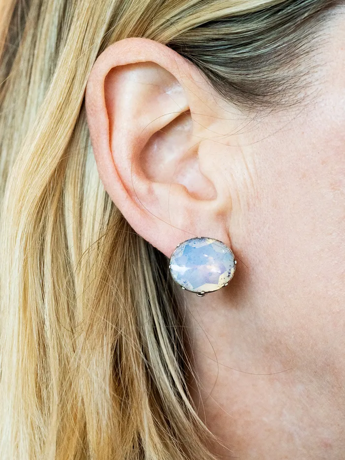 Rare Queen Anne Opaline Paste Earrings Bell Bird Antiques Earrings