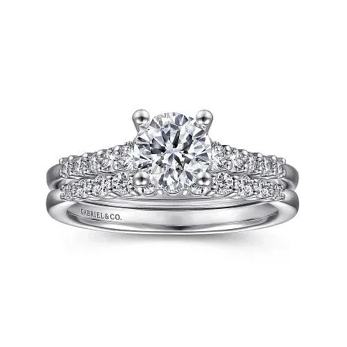 Reed 14K White Gold Round Diamond Engagement Ring Setting Only GABRIEL CO Rings