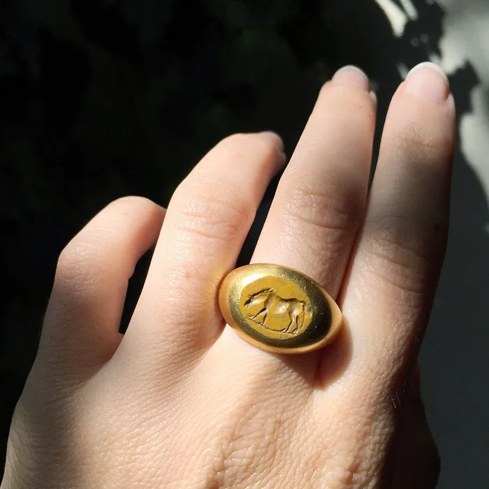 Rings Bell Bird Antiques Roman Jasper Horse Intaglio Ring