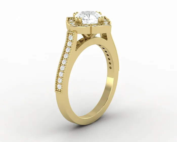 Rings Sapheena Jewelry Luisa 10 Ct Cushion Cut Halo Engagement Ring with Side Stones