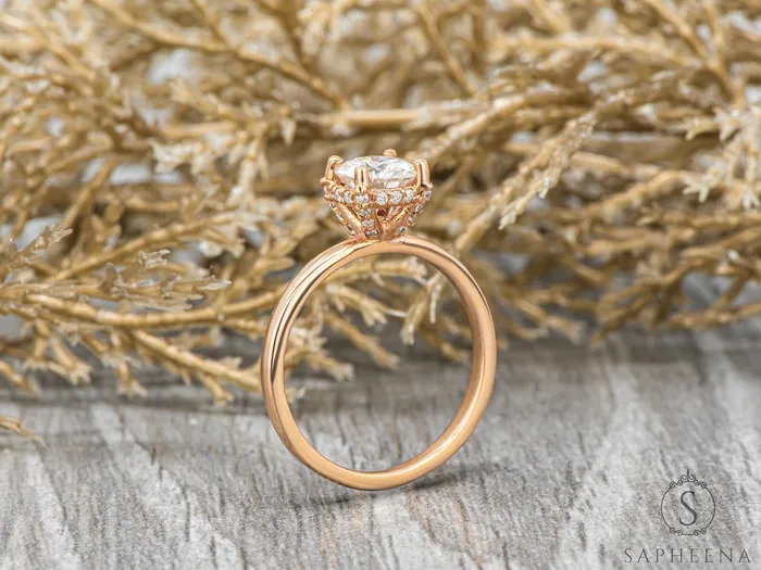 Sapheena Jewelry Luce 075 Ct Solitaire Round Cut Engagement Ring Rings
