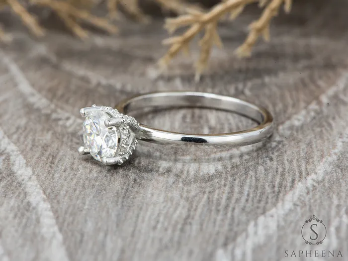 Sapheena Jewelry Luce 075 Ct Solitaire Round Cut Engagement Ring Rings