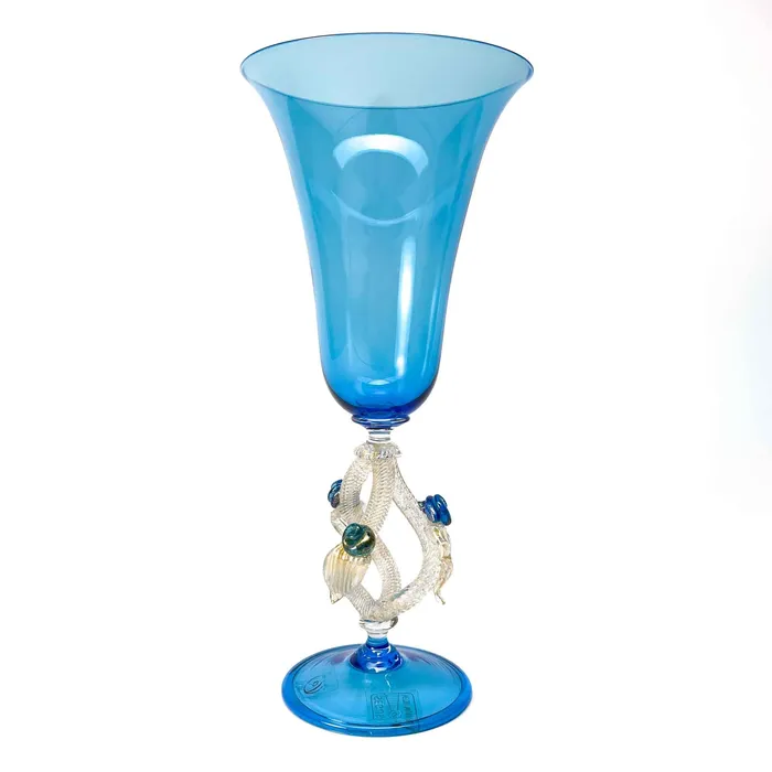 Seguso Gianni Earrings Aquamarine Murano Glass Goblet Seguso