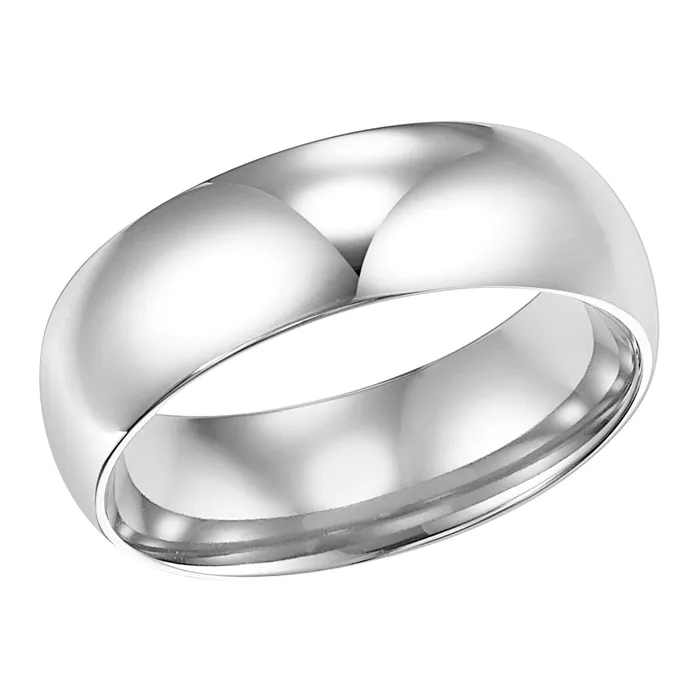 White Gold 7mm Comfort Fit Mens Wedding Band FREDERICK GOLDMAN Rings