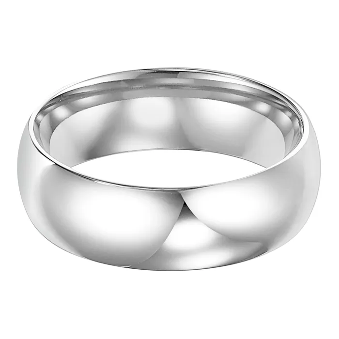 White Gold 7mm Comfort Fit Mens Wedding Band FREDERICK GOLDMAN Rings