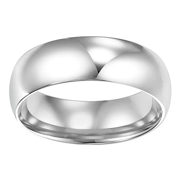 White Gold 7mm Comfort Fit Mens Wedding Band FREDERICK GOLDMAN Rings