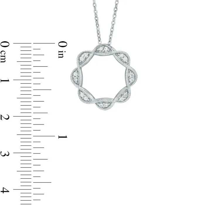 01 CT TW Natural Diamond Antique VintageStyle Twist Circle Pendant in 10K White Gold Goldia Necklaces 01 CT TW Natural Diamond Antique VintageStyle Twist Circle Pendant in 10K White Gold Goldia Necklaces