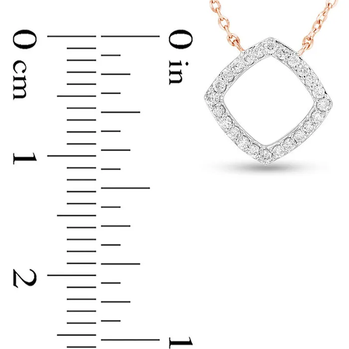 013 CT TW Natural Diamond Tilted Square Outline Necklace in 14K Rose Gold Goldia Necklaces 013 CT TW Natural Diamond Tilted Square Outline Necklace in 14K Rose Gold Goldia Necklaces