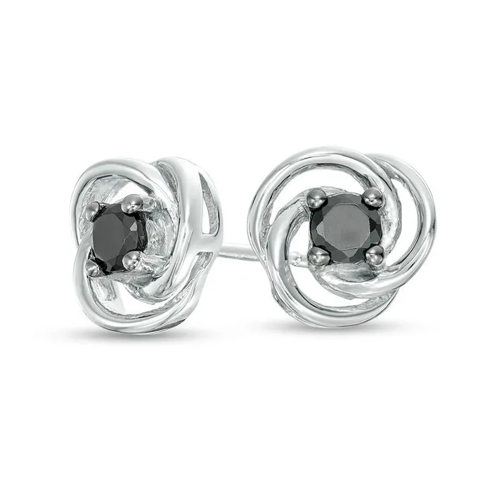 025 CT TW Enhanced Black Diamond Solitaire Love Knot Stud Earrings in 10K White Gold Goldia Earrings 025 CT TW Enhanced Black Diamond Solitaire Love Knot Stud Earrings in 10K White Gold Goldia Earrings