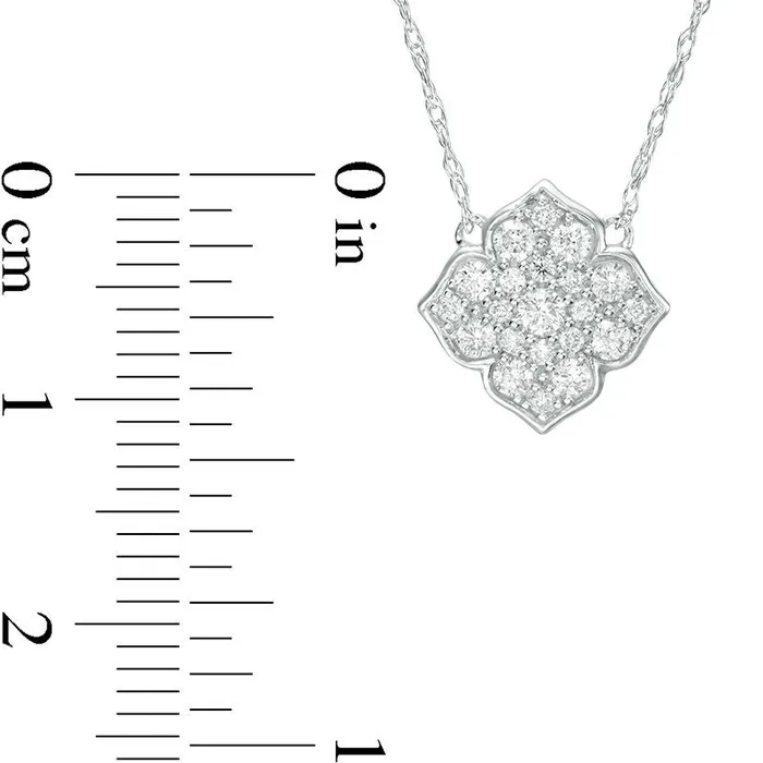 025 CT TW Natural Diamond Flower Necklace in 10K White Gold Goldia Necklaces 025 CT TW Natural Diamond Flower Necklace in 10K White Gold Goldia Necklaces