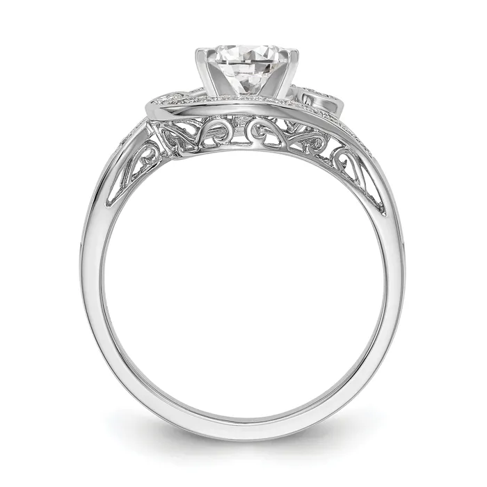 025ct CZ Solid Real 14k White Gold Peg Set ByPass Engagement Ring Goldia Rings