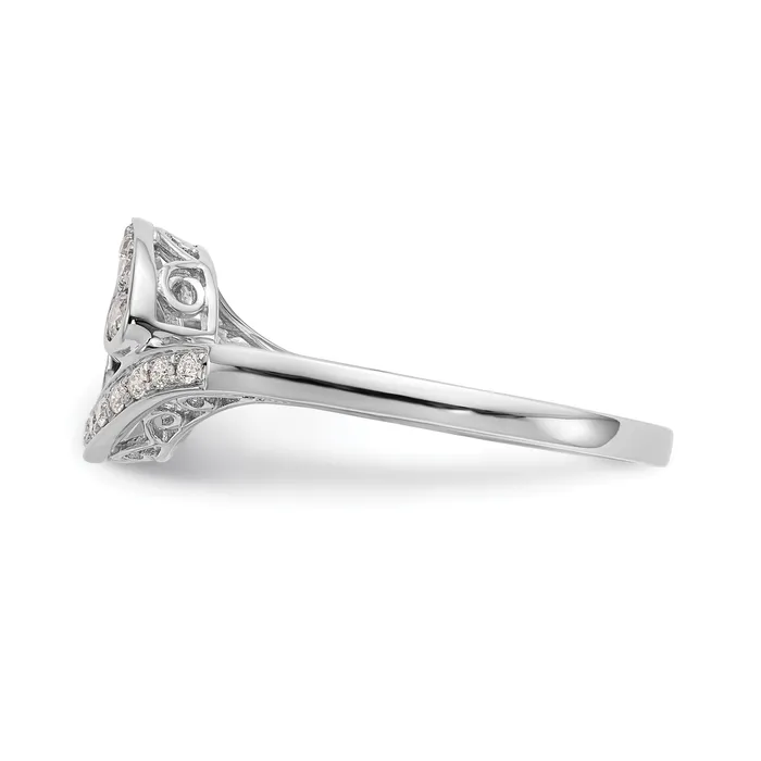 025ct CZ Solid Real 14k White Gold Peg Set ByPass Engagement Ring Goldia Rings