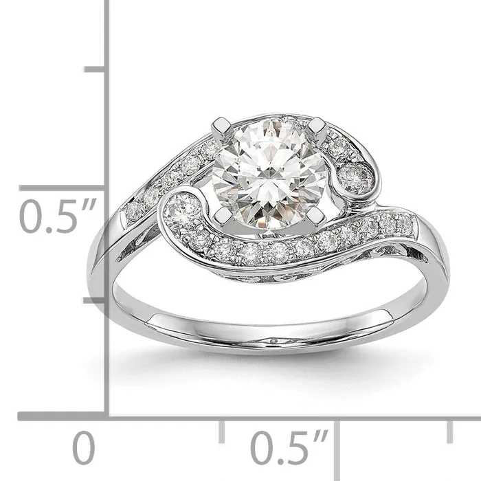 025ct CZ Solid Real 14k White Gold Peg Set ByPass Engagement Ring Goldia Rings