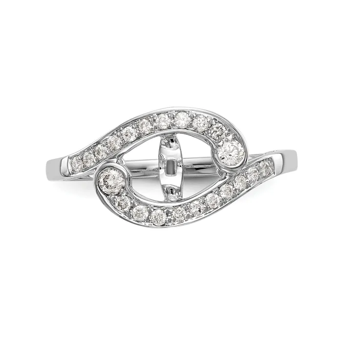 025ct CZ Solid Real 14k White Gold Peg Set ByPass Engagement Ring Goldia Rings