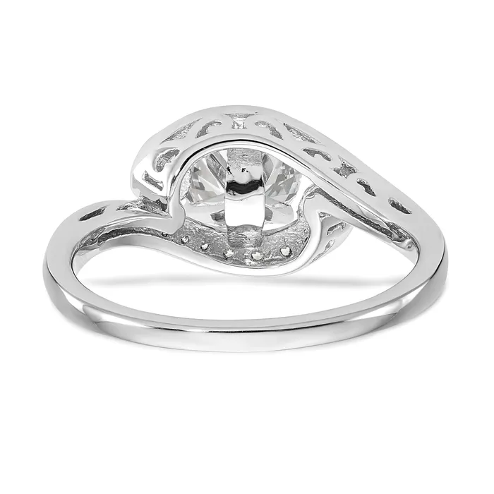 025ct CZ Solid Real 14k White Gold Peg Set ByPass Engagement Ring Goldia Rings