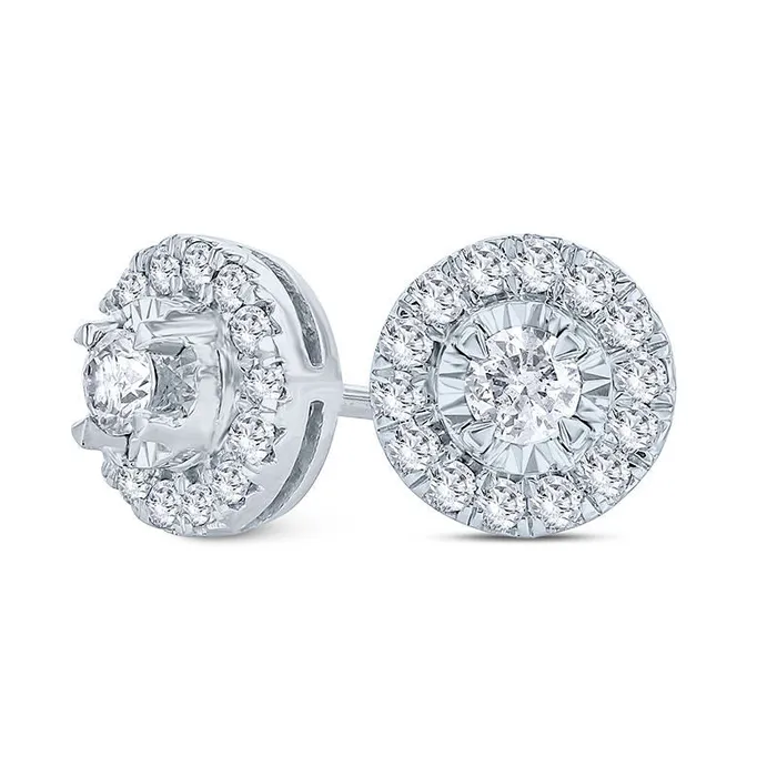 033 CT TW Diamond Frame Stud Earrings in 10K White Gold Goldia Earrings
