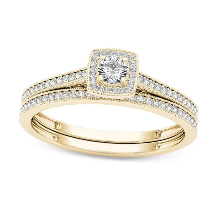 033 CT TW Natural Diamond Cushion Frame Antique VintageStyle Bridal Engagement Ring Set in Solid 14K Gold Goldia Rings 033 CT TW Natural Diamond Cushion Frame Antique VintageStyle Bridal Engagement Ring Set in Solid 14K Gold Goldia Rings
