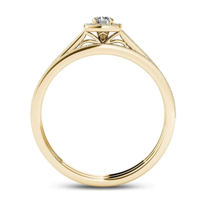 033 CT TW Natural Diamond Cushion Frame Antique VintageStyle Bridal Engagement Ring Set in Solid 14K Gold Goldia Rings 033 CT TW Natural Diamond Cushion Frame Antique VintageStyle Bridal Engagement Ring Set in Solid 14K Gold Goldia Rings