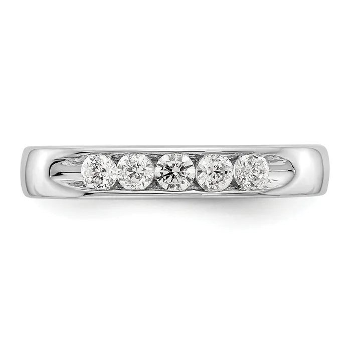 035ct CZ Solid Real 14K White Gold 5Stone Channel Wedding Band Ring Goldia Rings