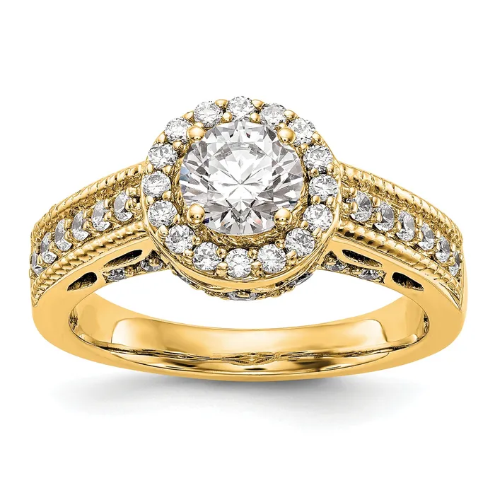 075ct CZ Solid Real 14K Round Halo Engagement Ring Goldia Rings