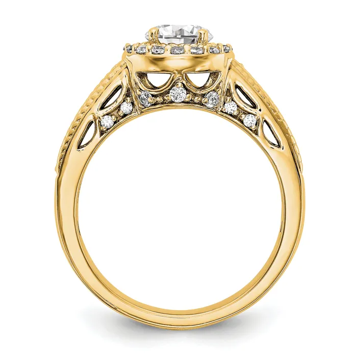 075ct CZ Solid Real 14K Round Halo Engagement Ring Goldia Rings