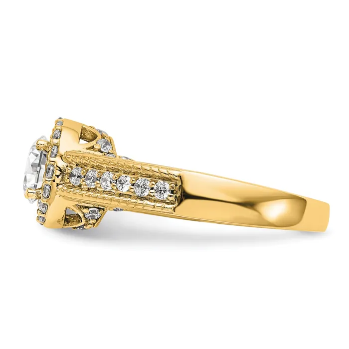 075ct CZ Solid Real 14K Round Halo Engagement Ring Goldia Rings