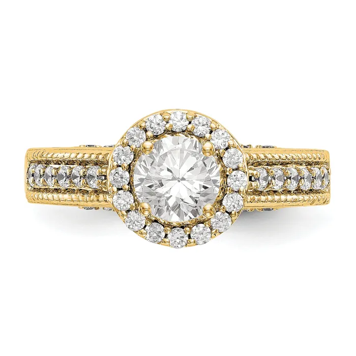 075ct CZ Solid Real 14K Round Halo Engagement Ring Goldia Rings
