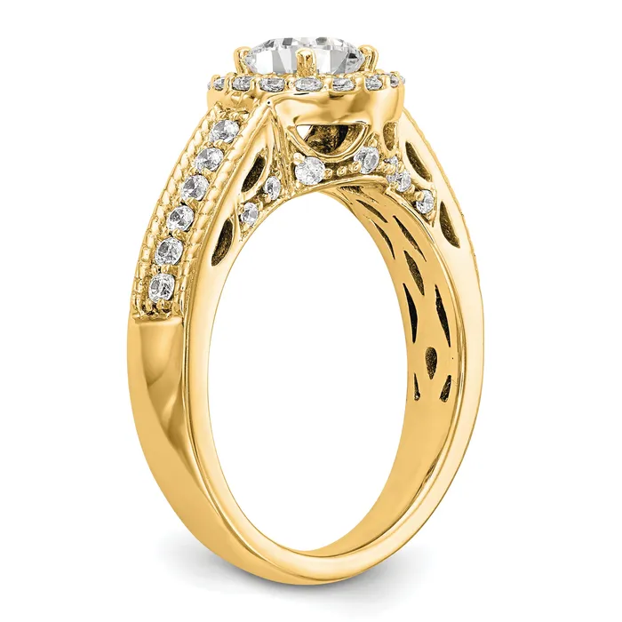 075ct CZ Solid Real 14K Round Halo Engagement Ring Goldia Rings