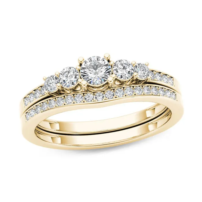 12 CT TW Diamond Five Stone Bridal Engagement Ring Set in 14K Gold Goldiacom Rings 12 CT TW Diamond Five Stone Bridal Engagement Ring Set in 14K Gold Goldiacom Rings