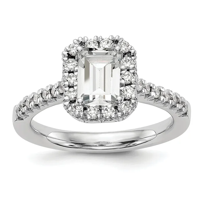125ct CZ Solid Real 14K White Gold Emerald Shape Halo Engagement Ring Goldia Rings 125ct CZ Solid Real 14K White Gold Emerald Shape Halo Engagement Ring Goldia Rings