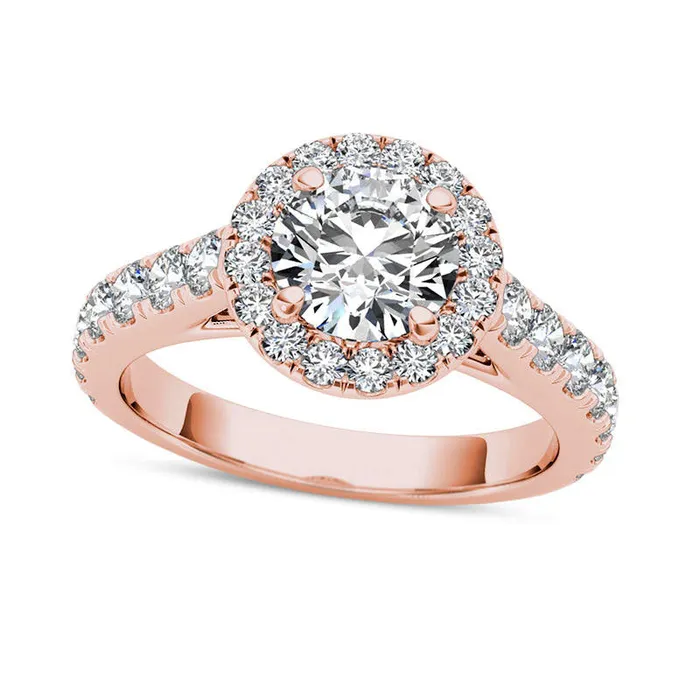 15 CT TW Natural Diamond Frame Engagement Ring in Solid 14K Rose Gold Goldia Rings 15 CT TW Natural Diamond Frame Engagement Ring in Solid 14K Rose Gold Goldia Rings