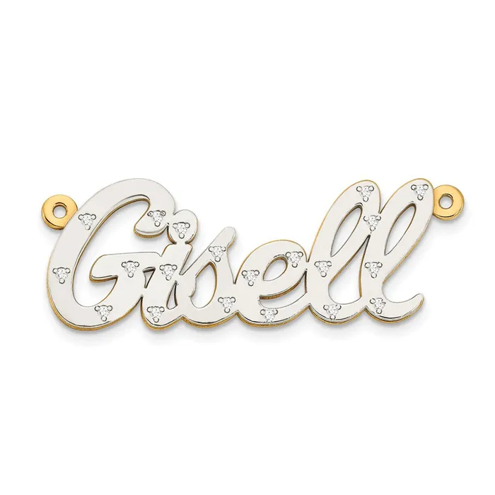 10k and Rhodium 3 Dimensional Diamond Name Plate Pendant Goldiacom Necklaces 10k and Rhodium 3 Dimensional Diamond Name Plate Pendant Goldiacom Necklaces