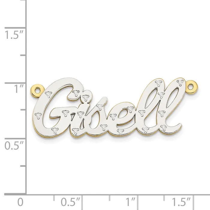 10k and Rhodium 3 Dimensional Diamond Name Plate Pendant Goldiacom Necklaces