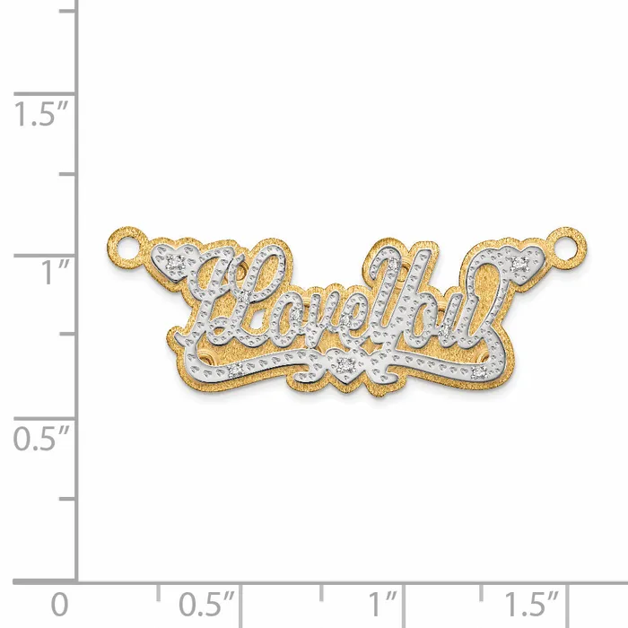 10k and Rhodium 3 Dimensional Diamond Name Plate Pendant Goldiacom Necklaces