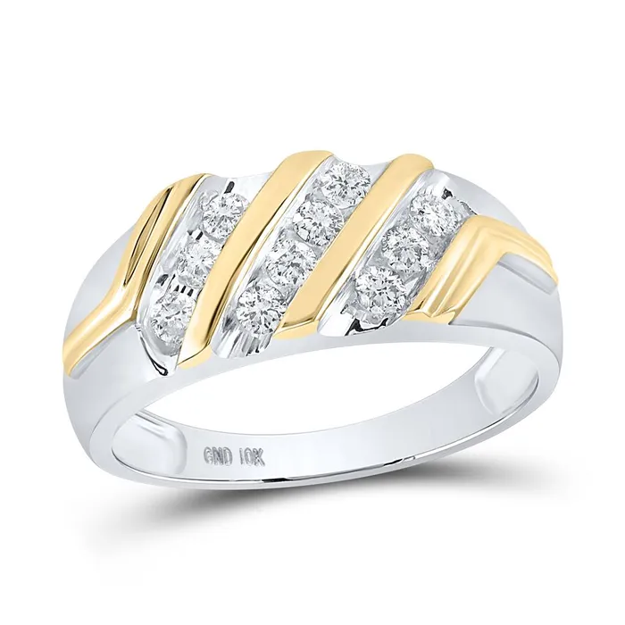 10k Twotone Gold Round Diamond Wedding Band Ring 12 Cttw gndatlanta Rings