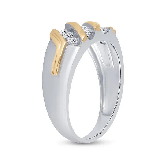 10k Twotone Gold Round Diamond Wedding Band Ring 12 Cttw gndatlanta Rings