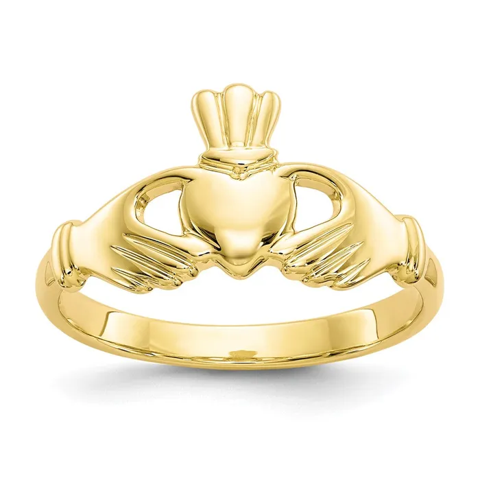 10K Yellow Gold Polished Claddagh Ring Goldia Rings