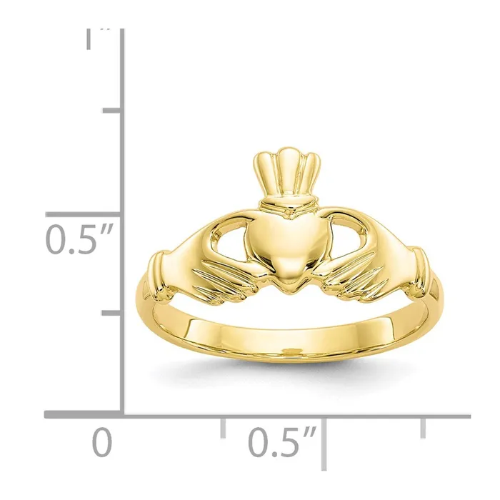 10K Yellow Gold Polished Claddagh Ring Goldia Rings