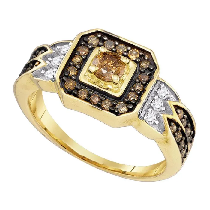 10k Yellow Gold Round Brown Diamond Fashion Ring 58 Cttw gndatlanta Rings 10k Yellow Gold Round Brown Diamond Fashion Ring 58 Cttw gndatlanta Rings