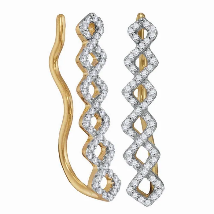10k Yellow Gold Round Diamond Symmetrical Climber Earrings 14 Cttw gndatlanta Earrings 10k Yellow Gold Round Diamond Symmetrical Climber Earrings 14 Cttw gndatlanta Earrings