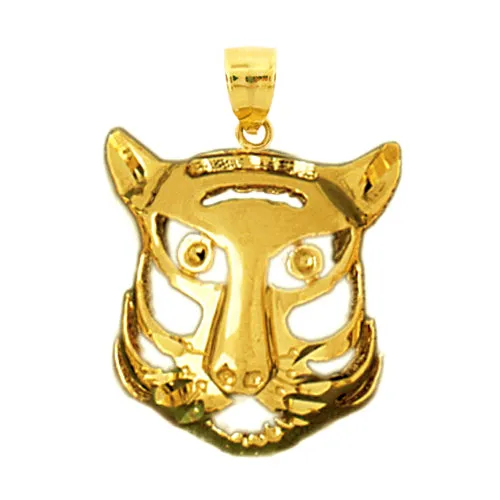 14K Gold Caricature Tiger Head Pendant Goldia Necklaces