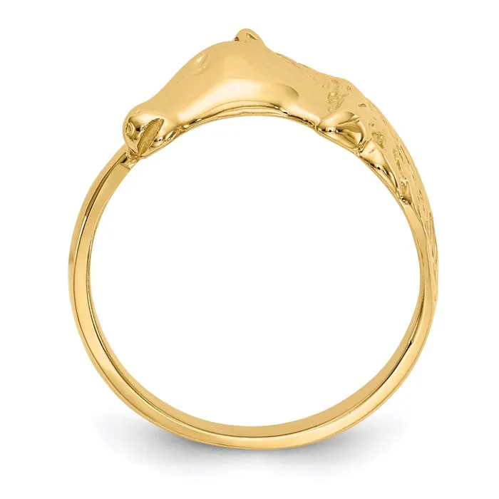 14K Gold Polished Horse Head Ring Goldia Rings