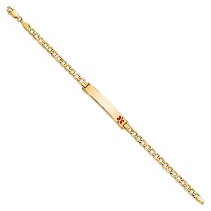 14K Semisolid Medical Red Enamel Curb Link ID Bracelet MDS Bracelets 14K Semisolid Medical Red Enamel Curb Link ID Bracelet MDS Bracelets